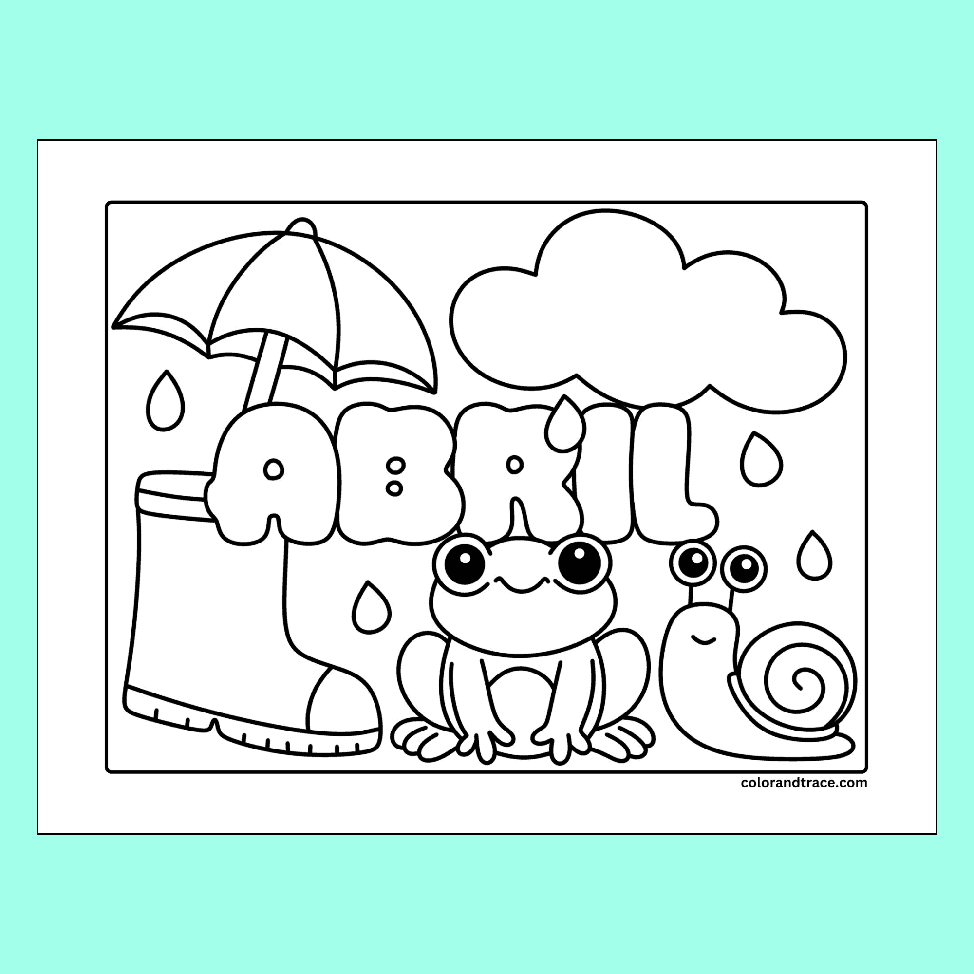 Easy abril coloring page for Spanish class to learn months of the year.