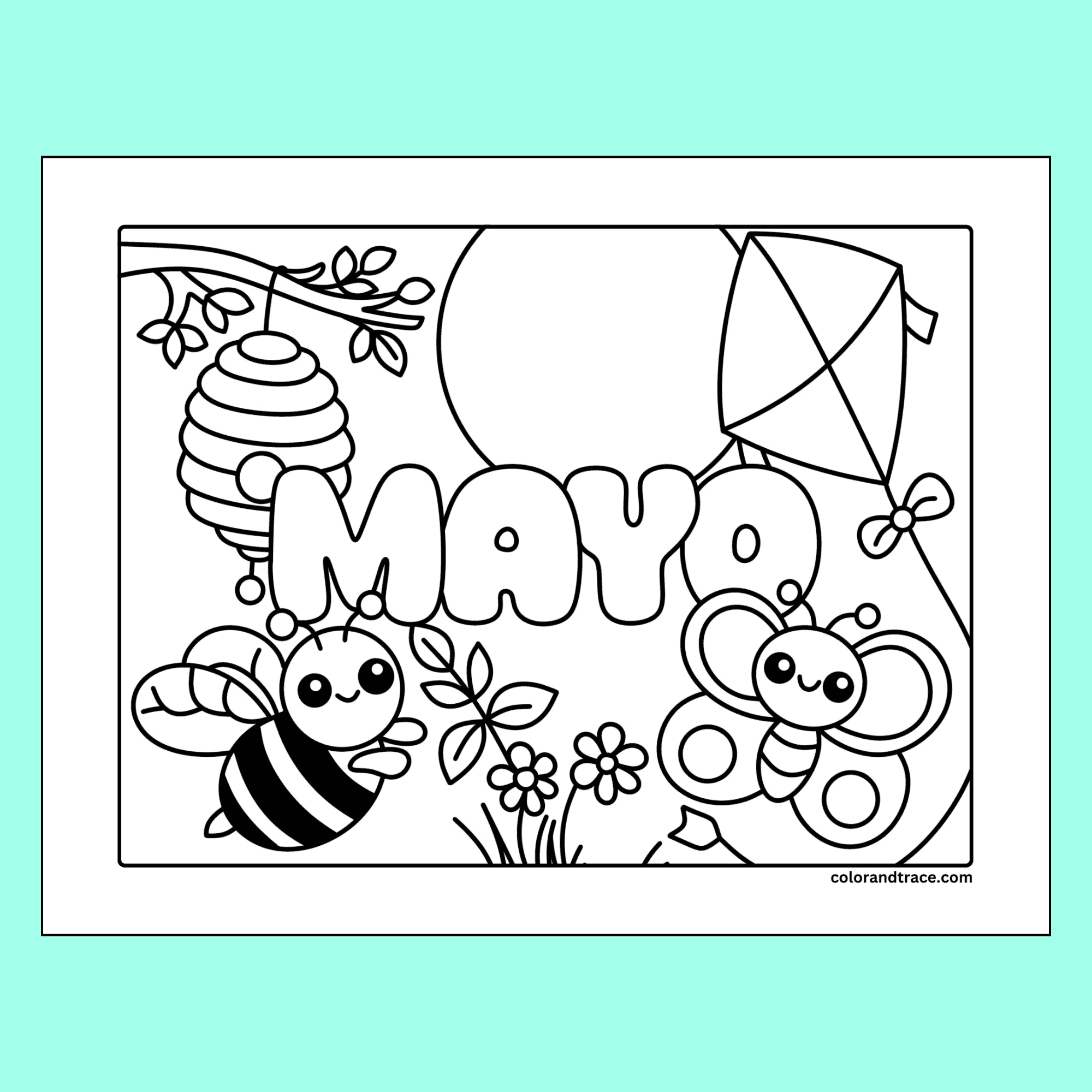 Easy mayo coloring page for Spanish class to learn months of the year.