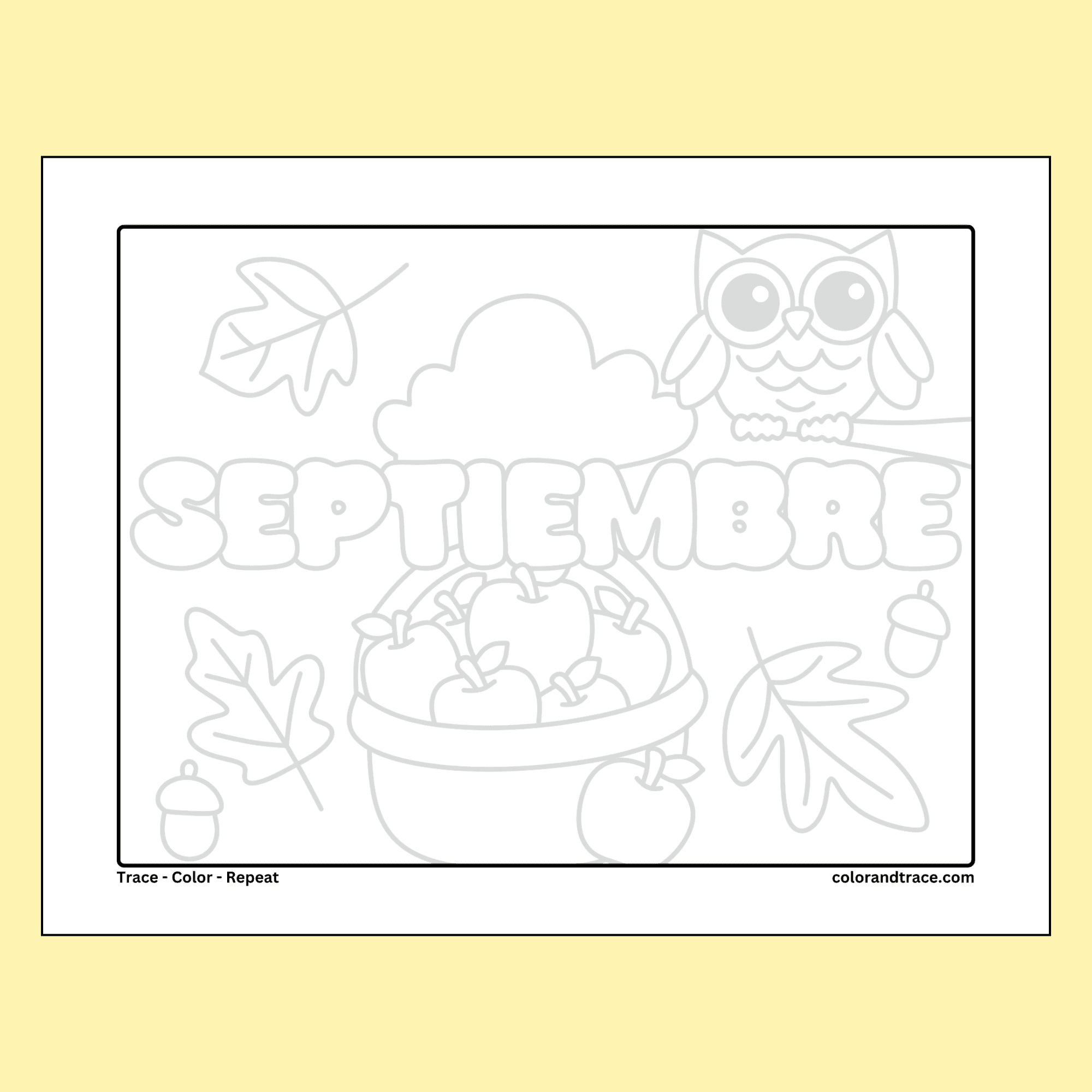 Easy septiembre tracing page for Spanish lass to learn months of the year.