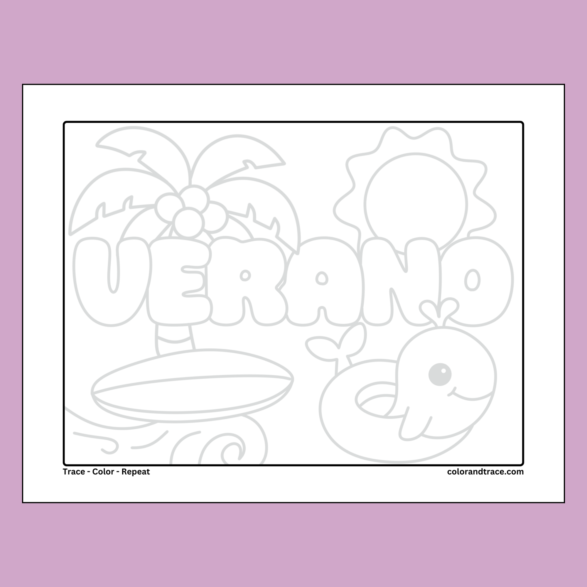 Verano tracing page for spanish class to teach students about seasons.