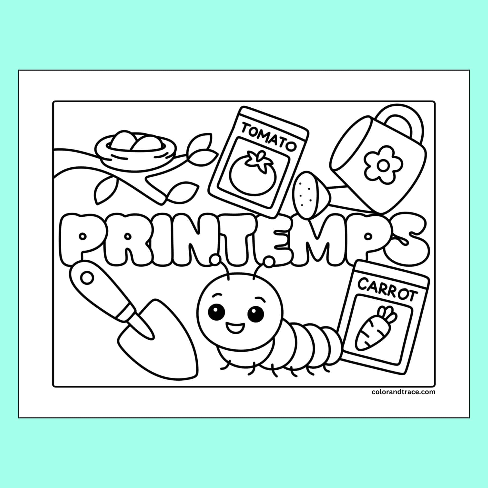 Cute le printemps French coloring page.