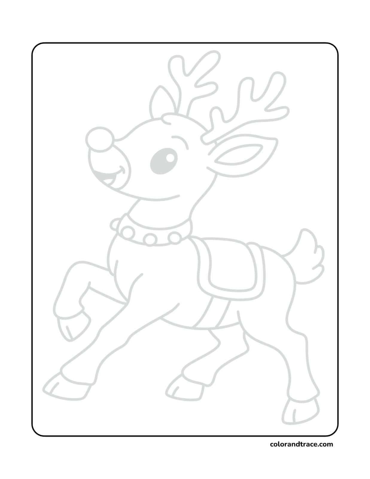Preview of Rudolph tracing page printable for coloring