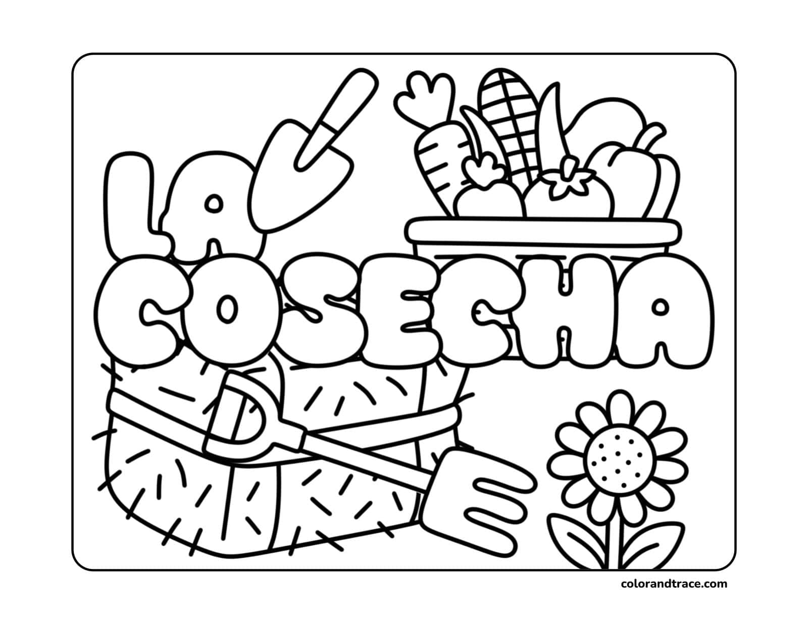 Vista previa imprimible de la cosecha coloring page para colorear