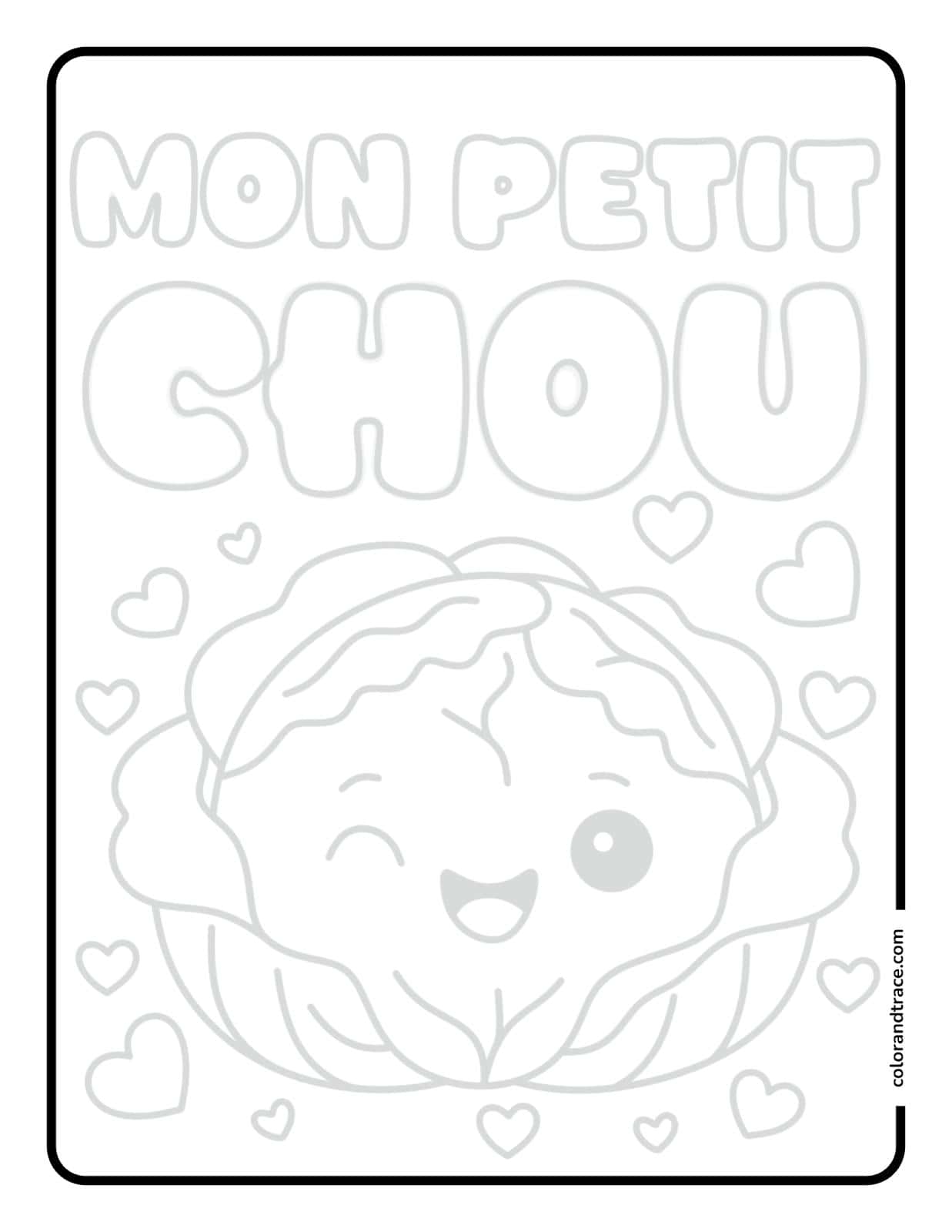 Aperçu de la page de traçage imprimable Mon petit chou, prêt à tracer.
