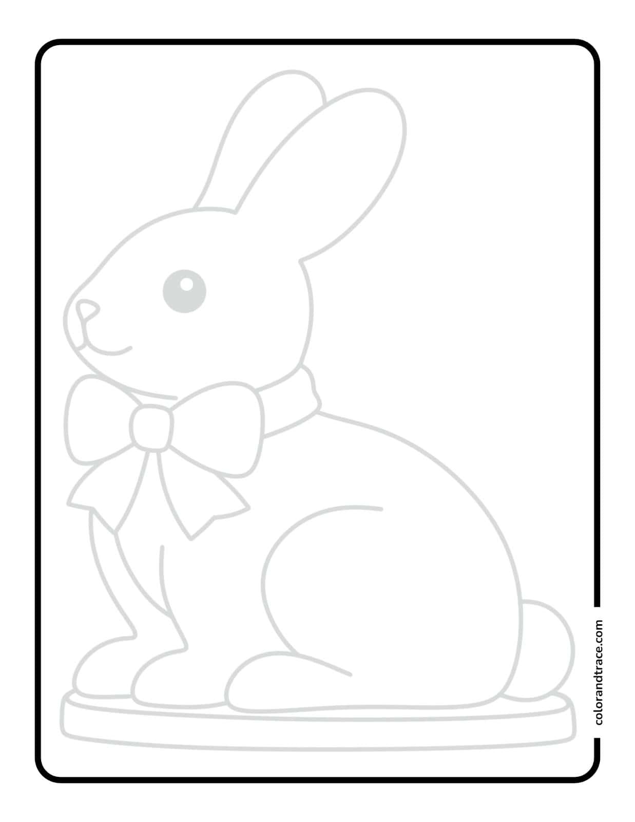 Preview of a printable tracing page of a chocolate Easter bunny for kids to trace