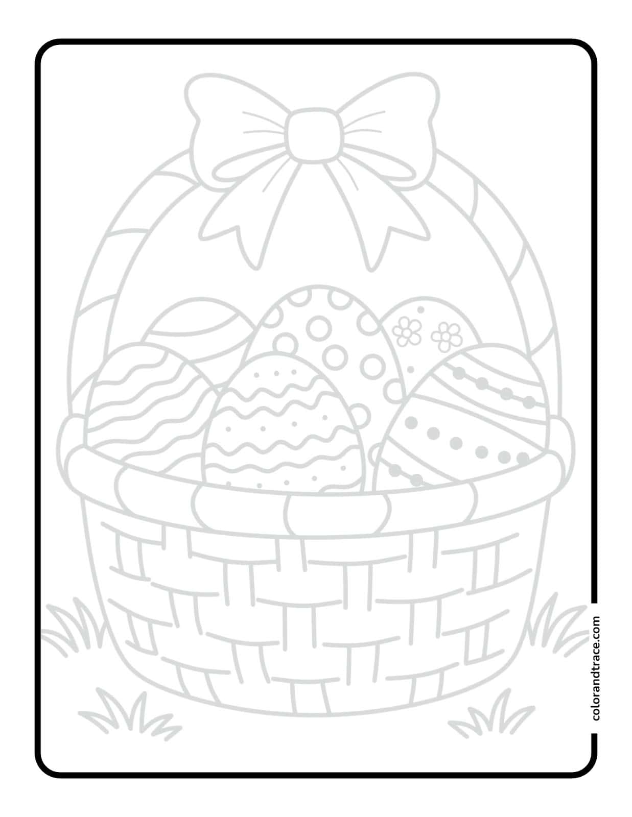 Preview of the Easter Basket tracing page, a printable page to trace and color