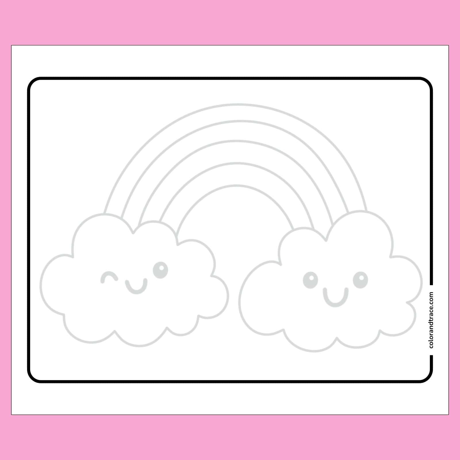 rainbow tracing page with smiling clouds