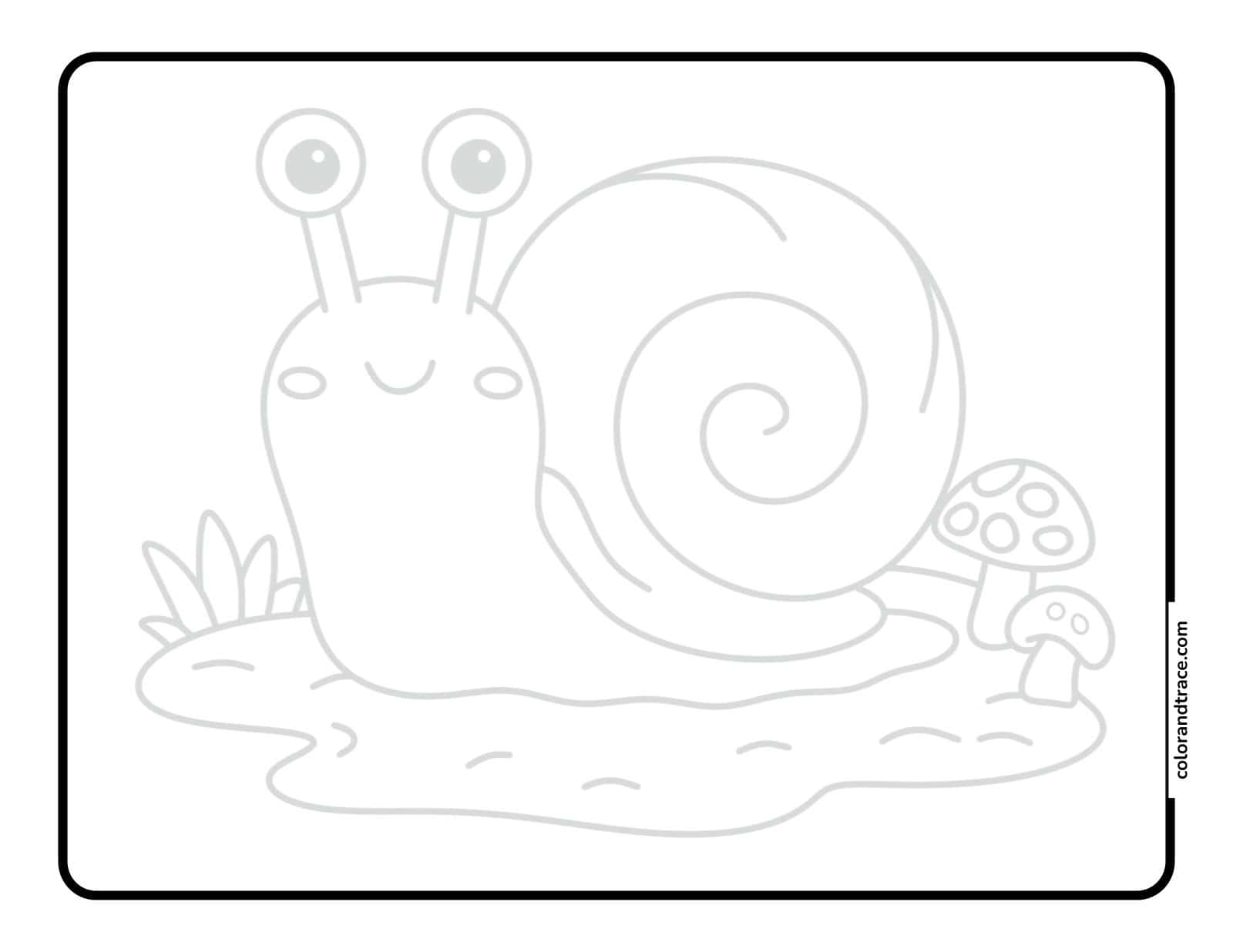 Preview of a printable snail tracing page for kids