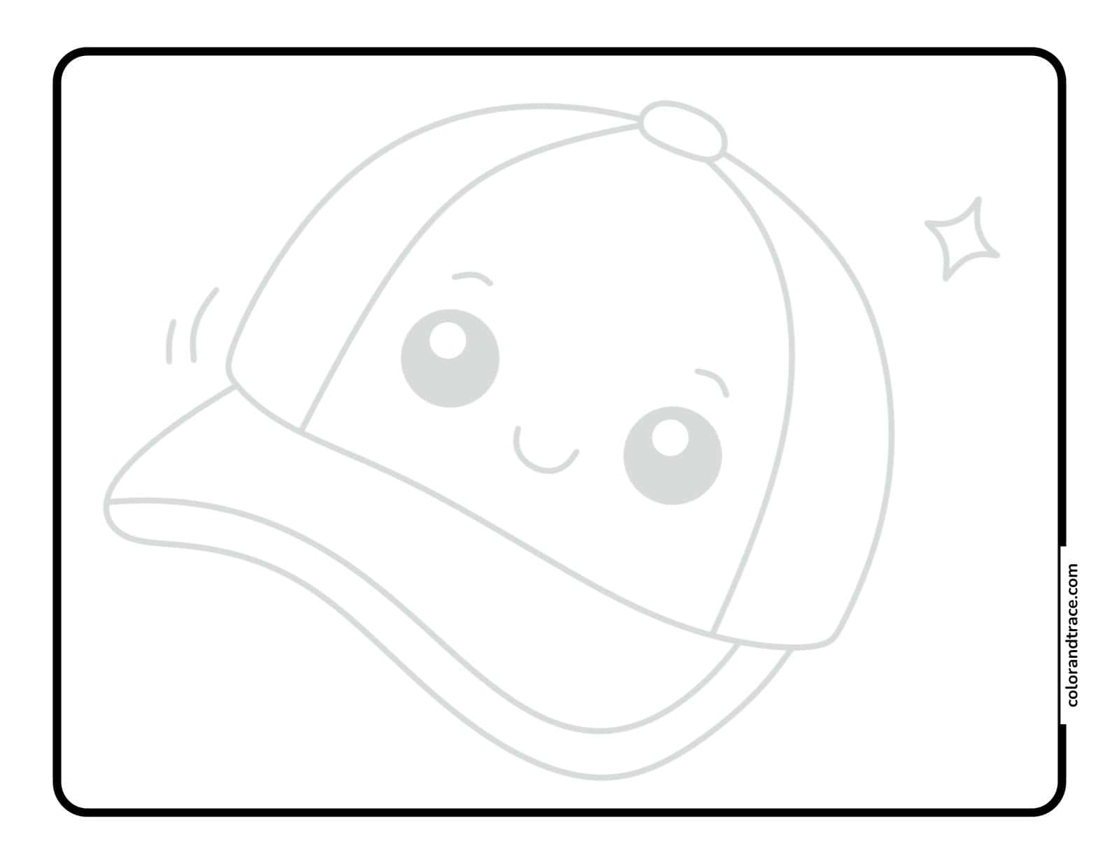 Smiling cartoon planet wearing a ringed helmet and scarf inside a rounded square tracing page with thick border.